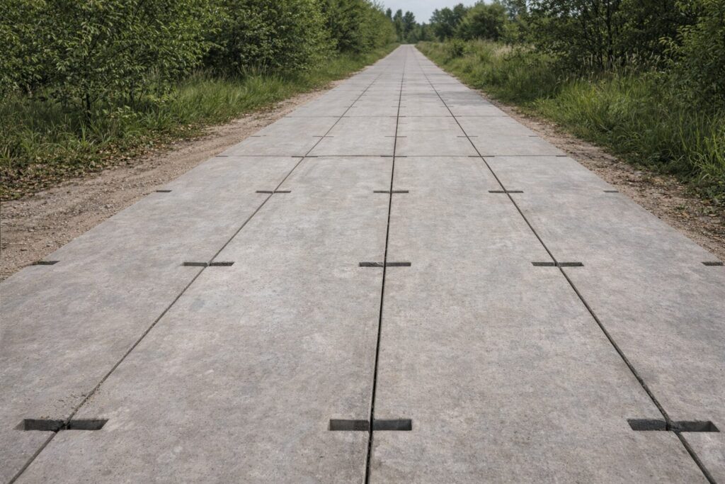 płyty drogowe betonowe na drodze dojazdowej